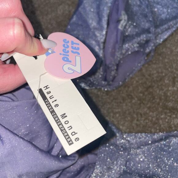 Haute Monde 2 piece body suit& shrug sparkly NEW shimmer SZ LG - Picture 6 of 10